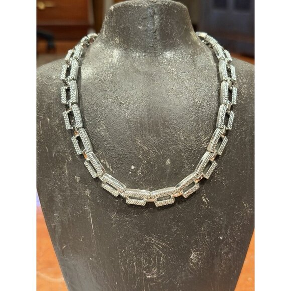 Napier Jewelry - NAPIER VINTAGE SILVER TEXTURED 14-16" RECTANGULAR CHAIN LINK NECKLACE EUC